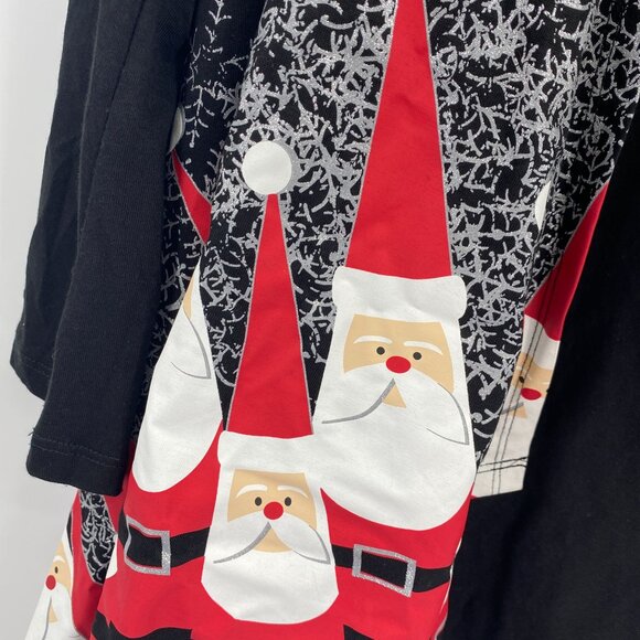 A Walk in the Park Santa Christmas cardigan size medium black Holiday open front - Picture 3 of 8